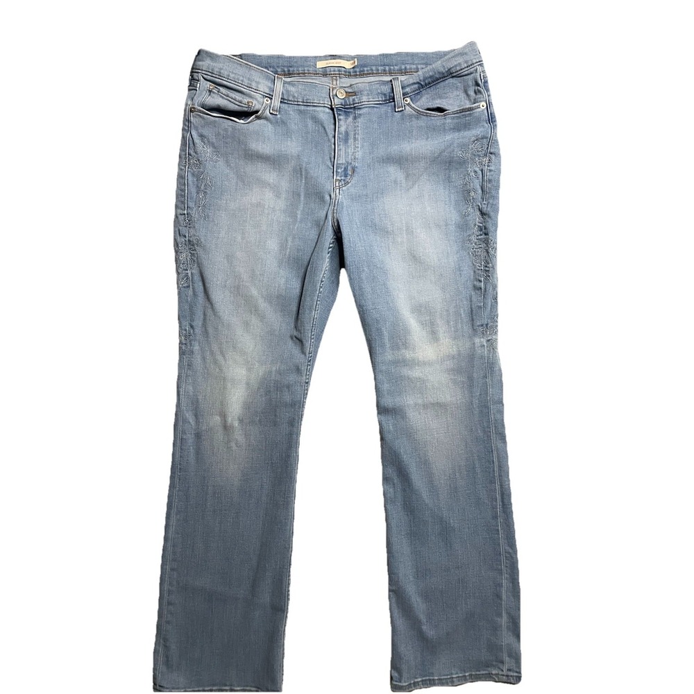 LEVI'S CLASSIC BOOTCUT Embroidered Floral Blue Jeans Cotton Light Women 18 W